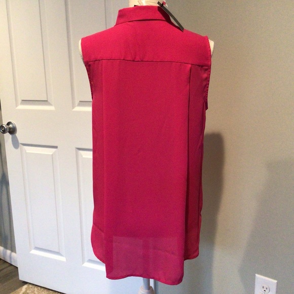 Worthington sleeveless fuchsia dress top, NWT size Med, Collar,  button … - Picture 4 of 6
